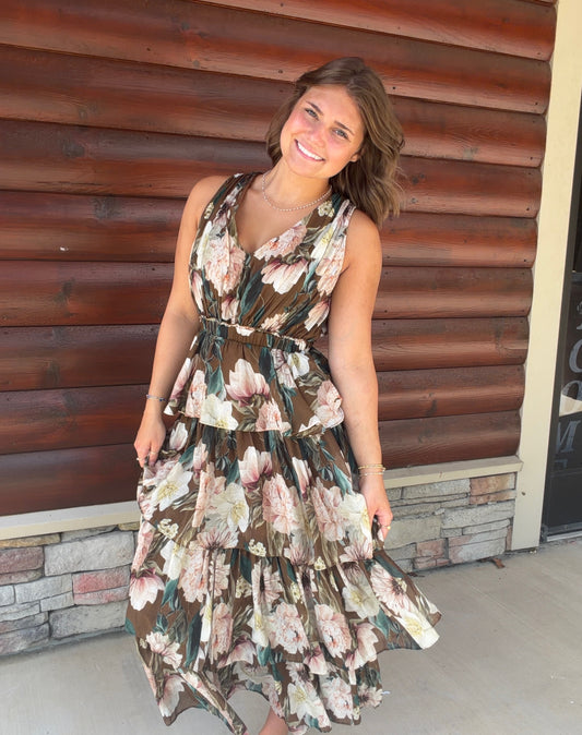 Floral Ruffle Tiered Maxi