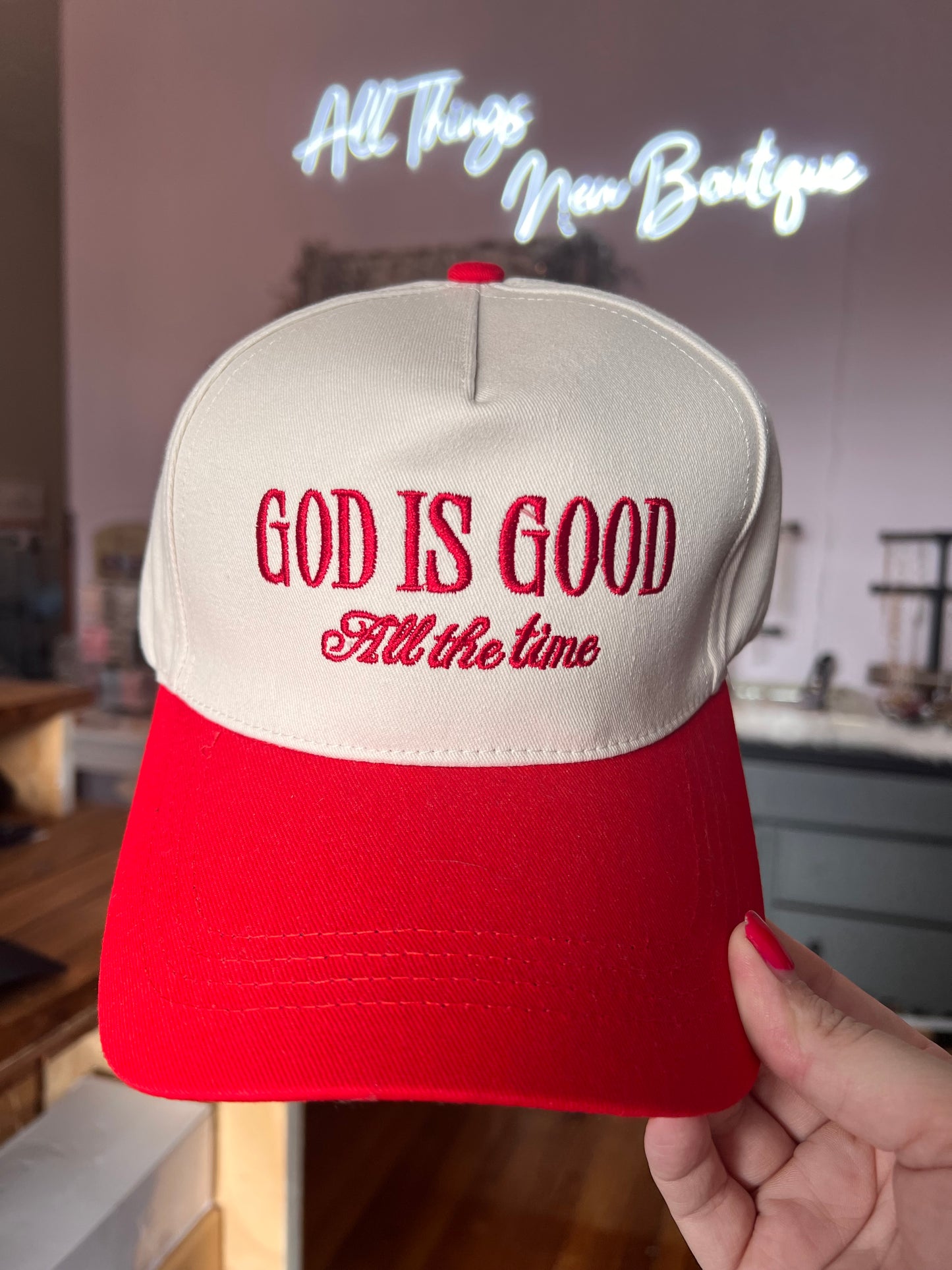 Trucker Hat — “God is good all the time”