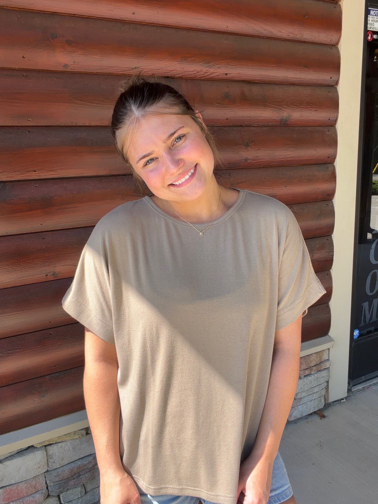 Dolman Short Sleeve Knit Top