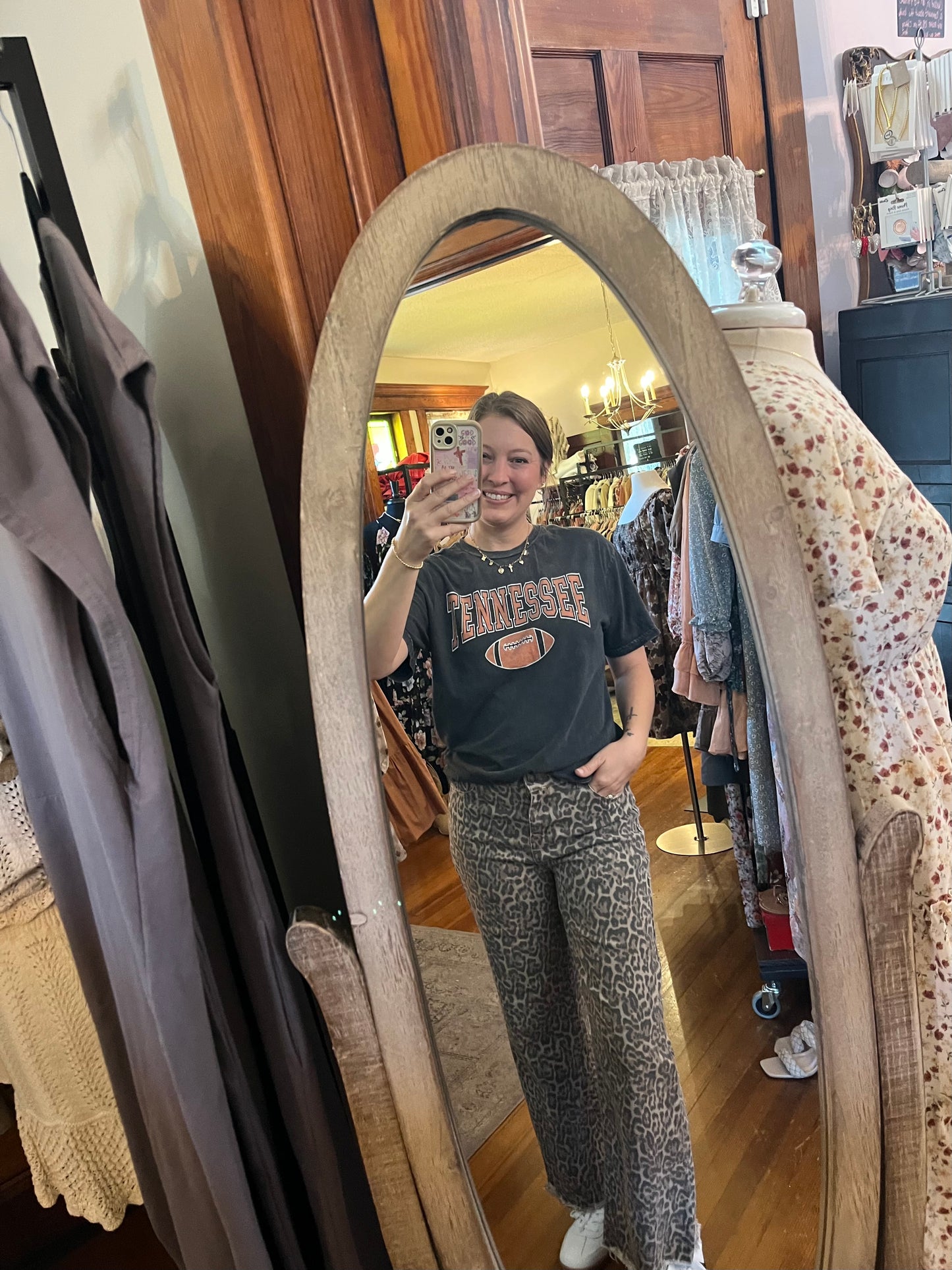 High Rise Leopard Cropped Jeans