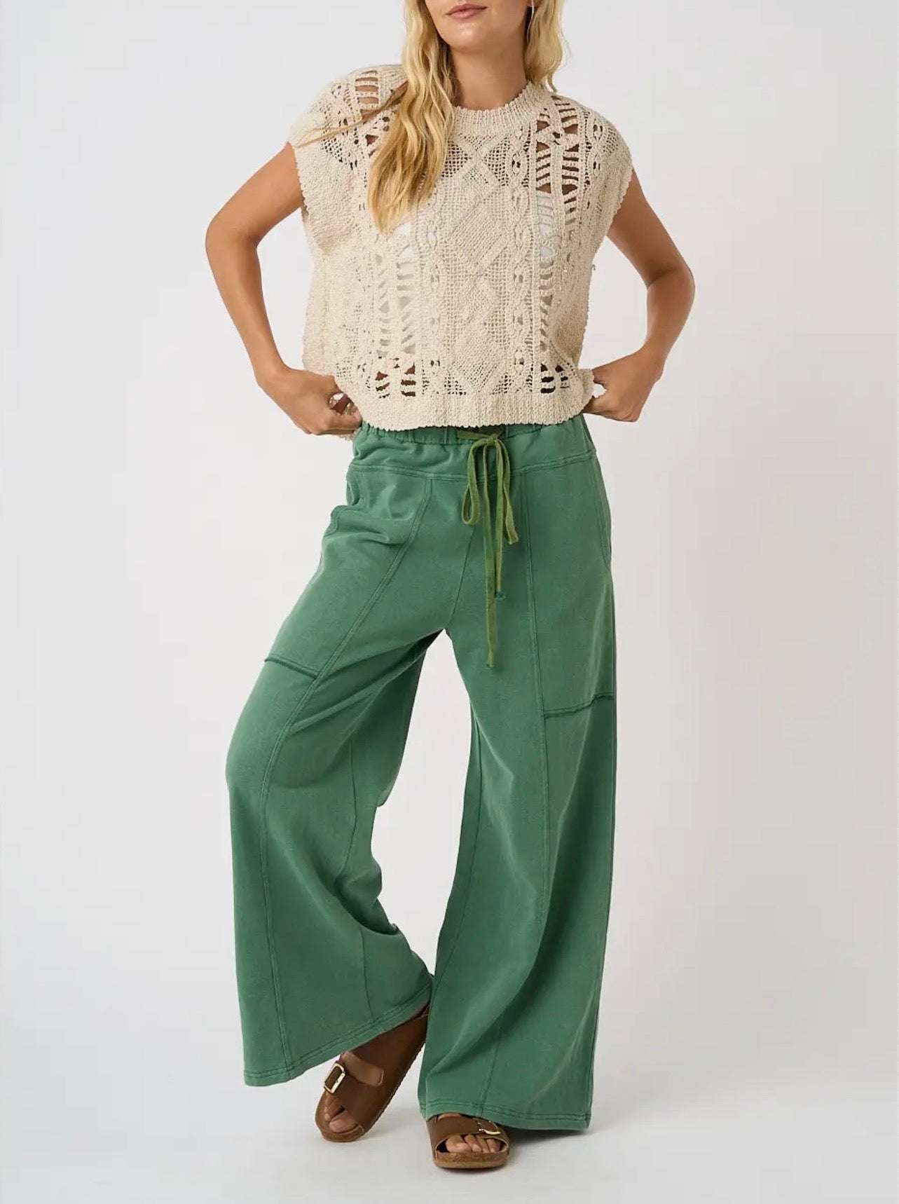 Exposed Seam Wide Leg Lounge Pant