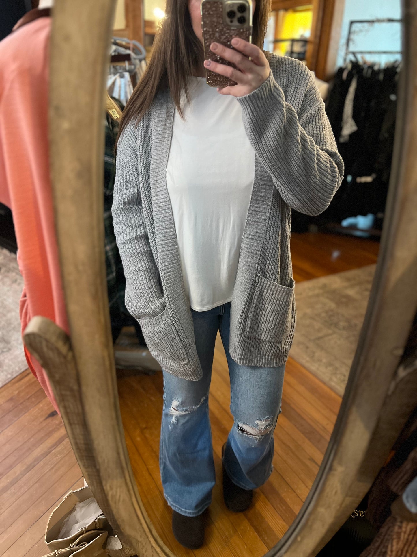 Gray Knit Cardigan
