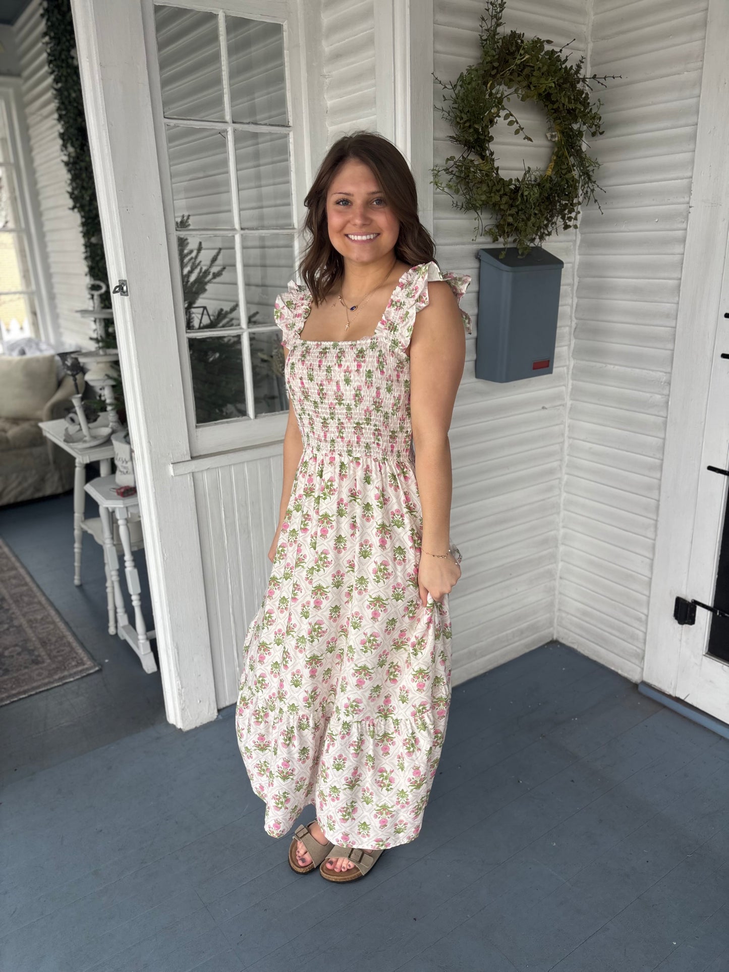 Floral Tile Pattern Midi