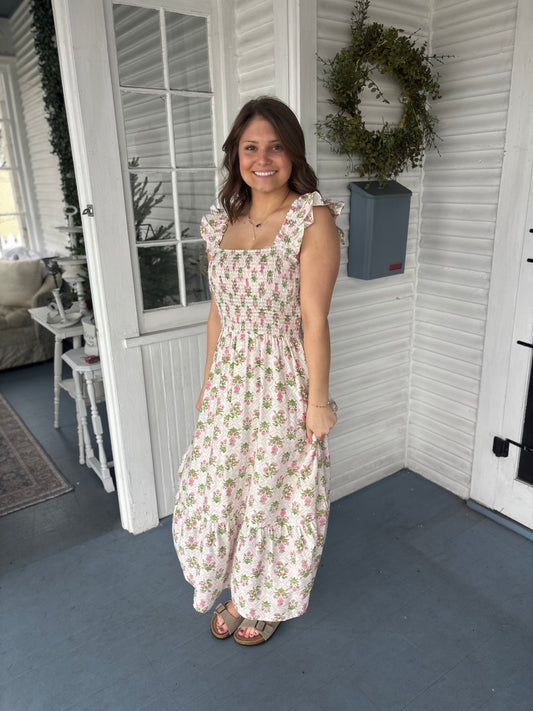 Floral Tile Pattern Midi