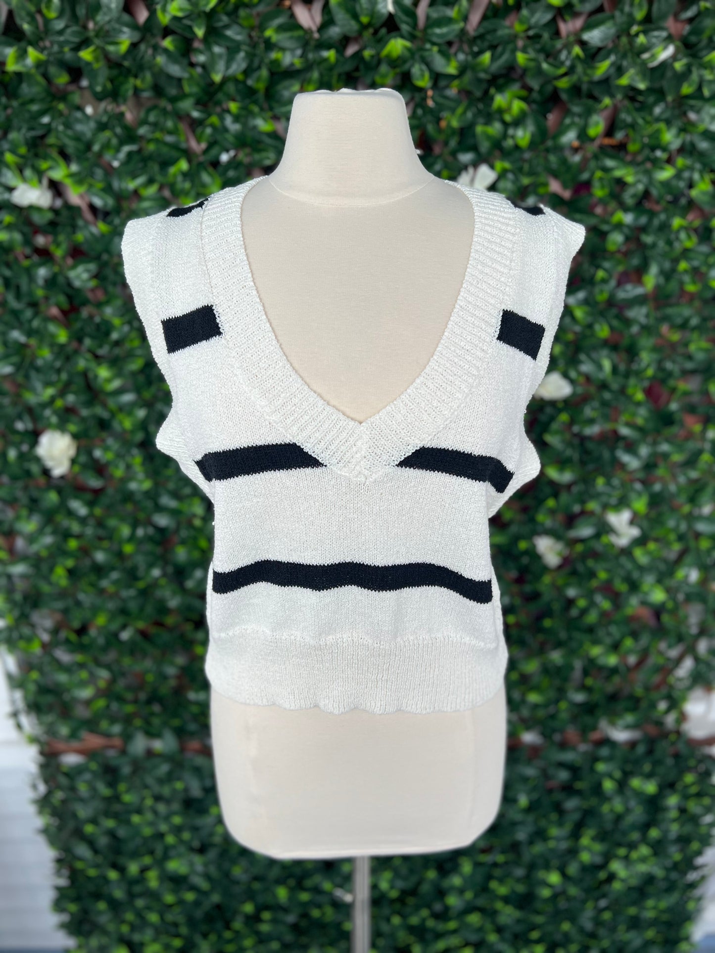 Stripe Knit Sweater Vest