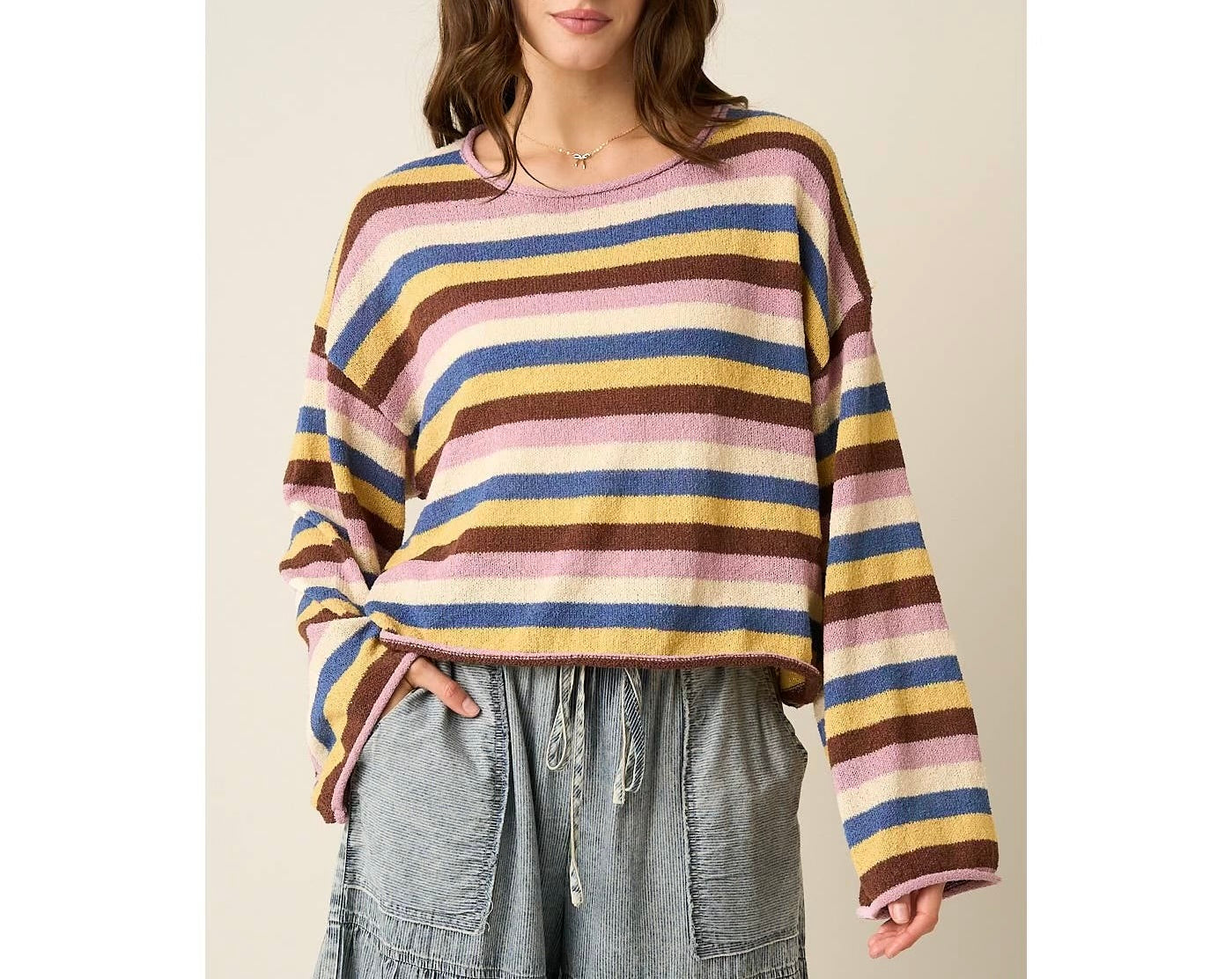 Multicolor Striped Sweater Knit Top
