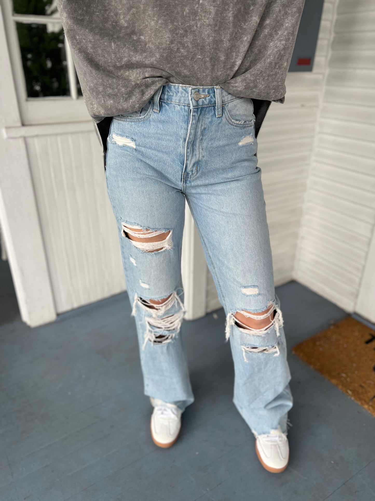 High Rise Distressed Jeans