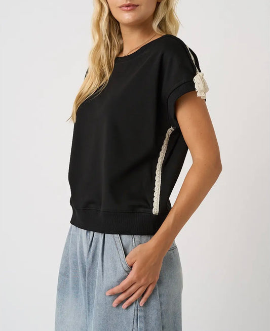 Black Ribbon Detail Top