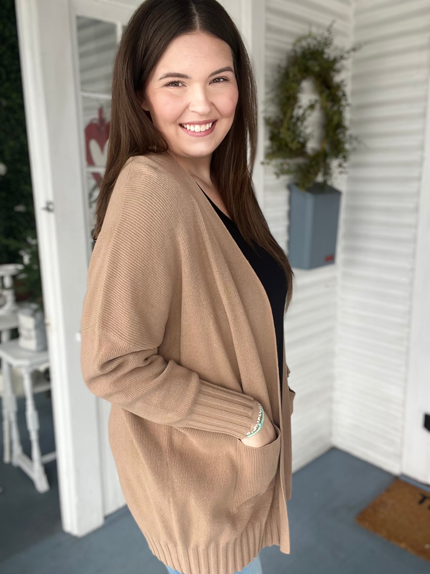 Tan Pocket Cardigan