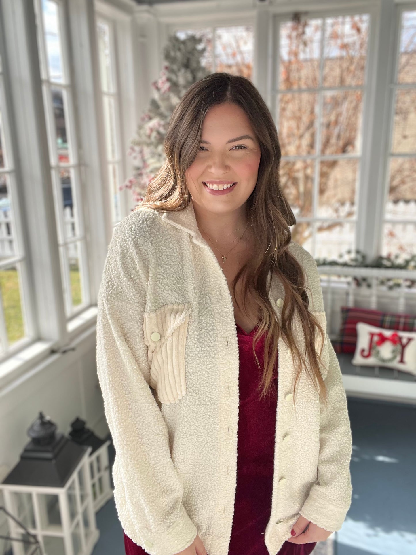 Sequin Detailed Sherpa Jacket