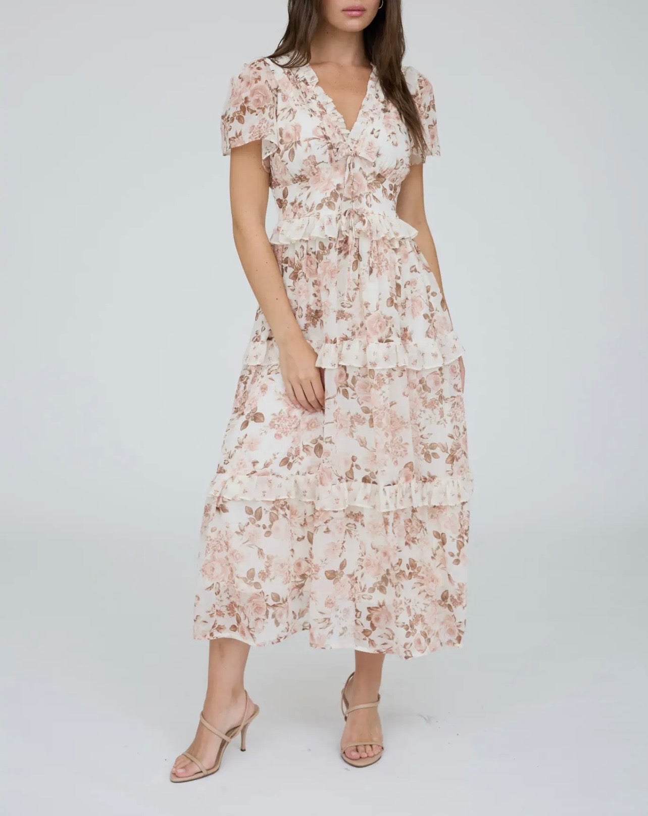 Floral Ruffle Tier Midi Dress