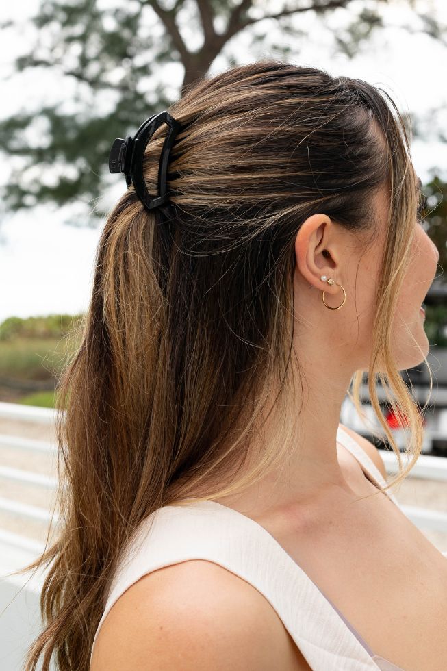 Open Jet Black Hair Clip