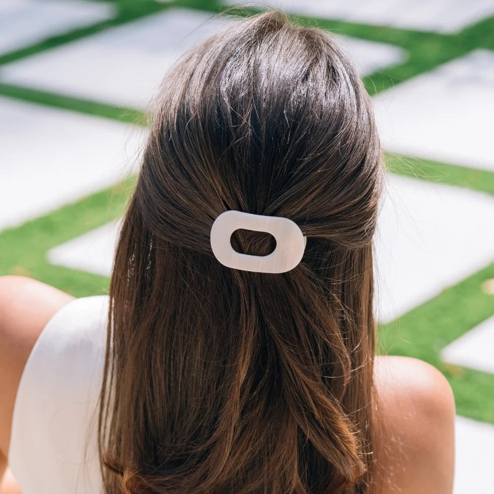Almond Beige Flat Round Hair Clip