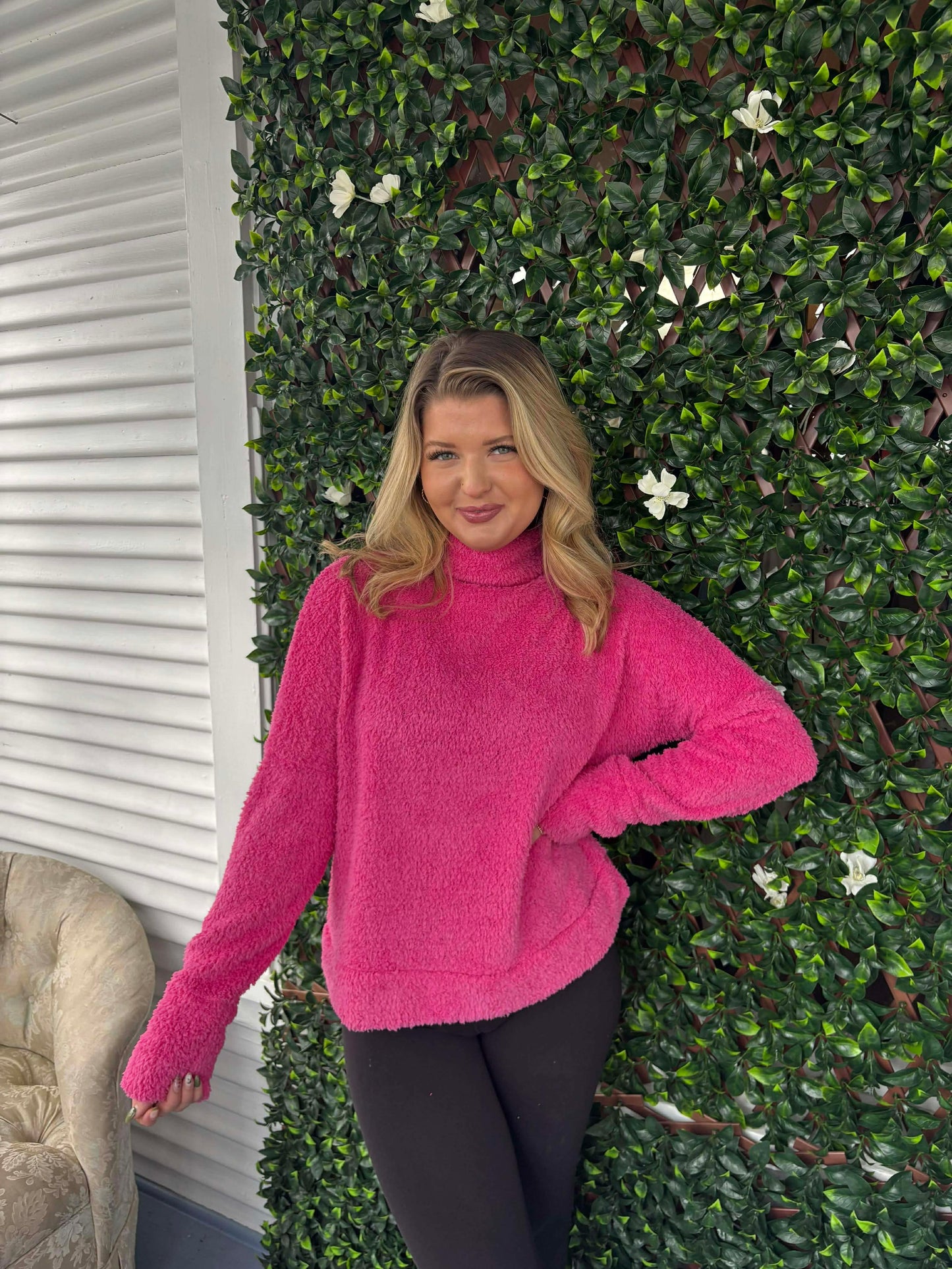 Mock Neck Sherpa Top