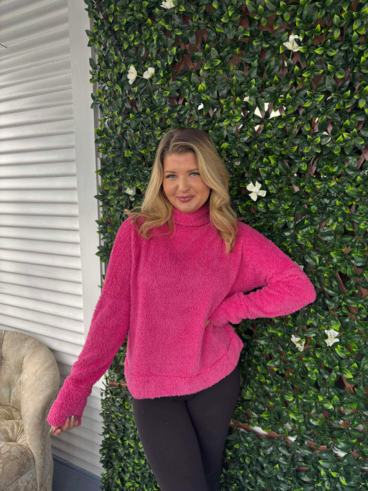 Mock Neck Sherpa Top