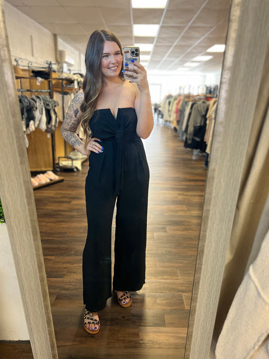 Strapless Tie Front Romper