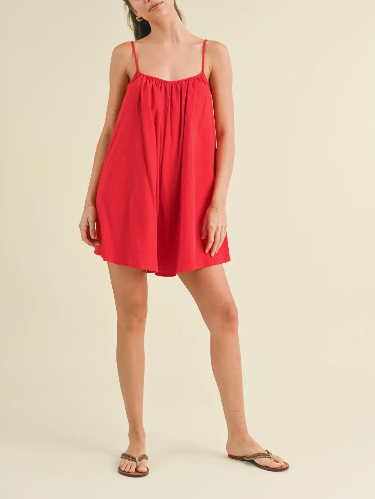 Relaxed Boxy Fit Linen Romper