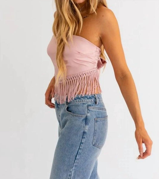 Fringe Tie Back Tube Top