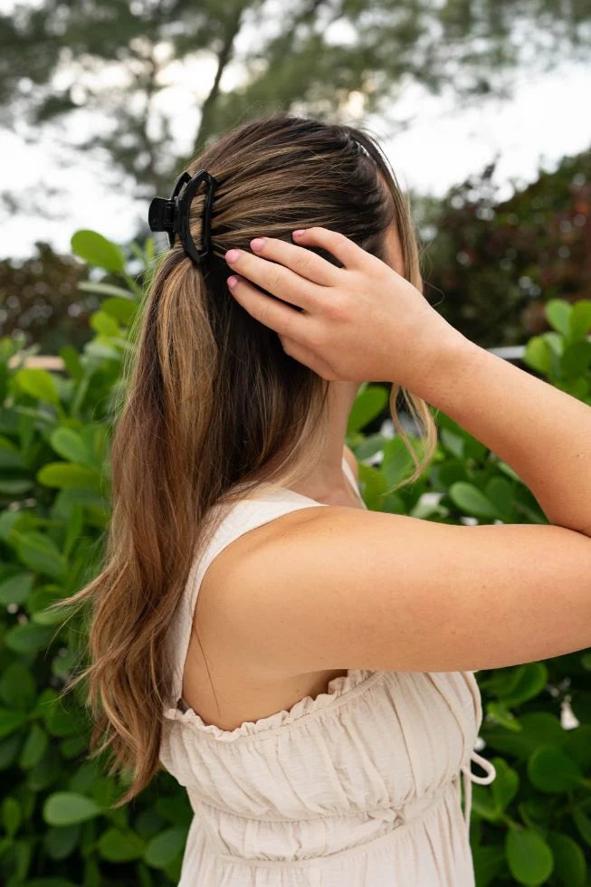 Open Jet Black Hair Clip