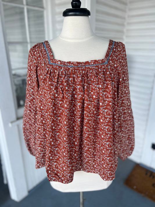 Fall Floral Blouse