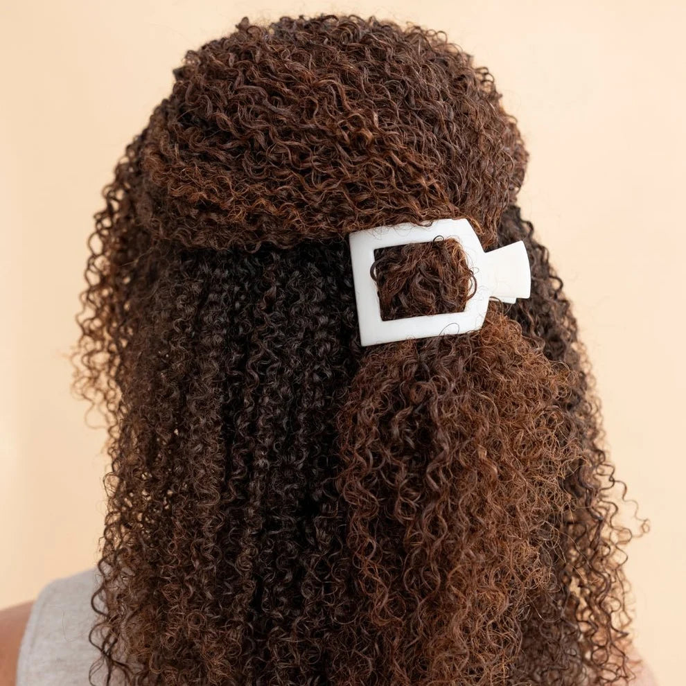 Coconut White Flat Square Hair Clip