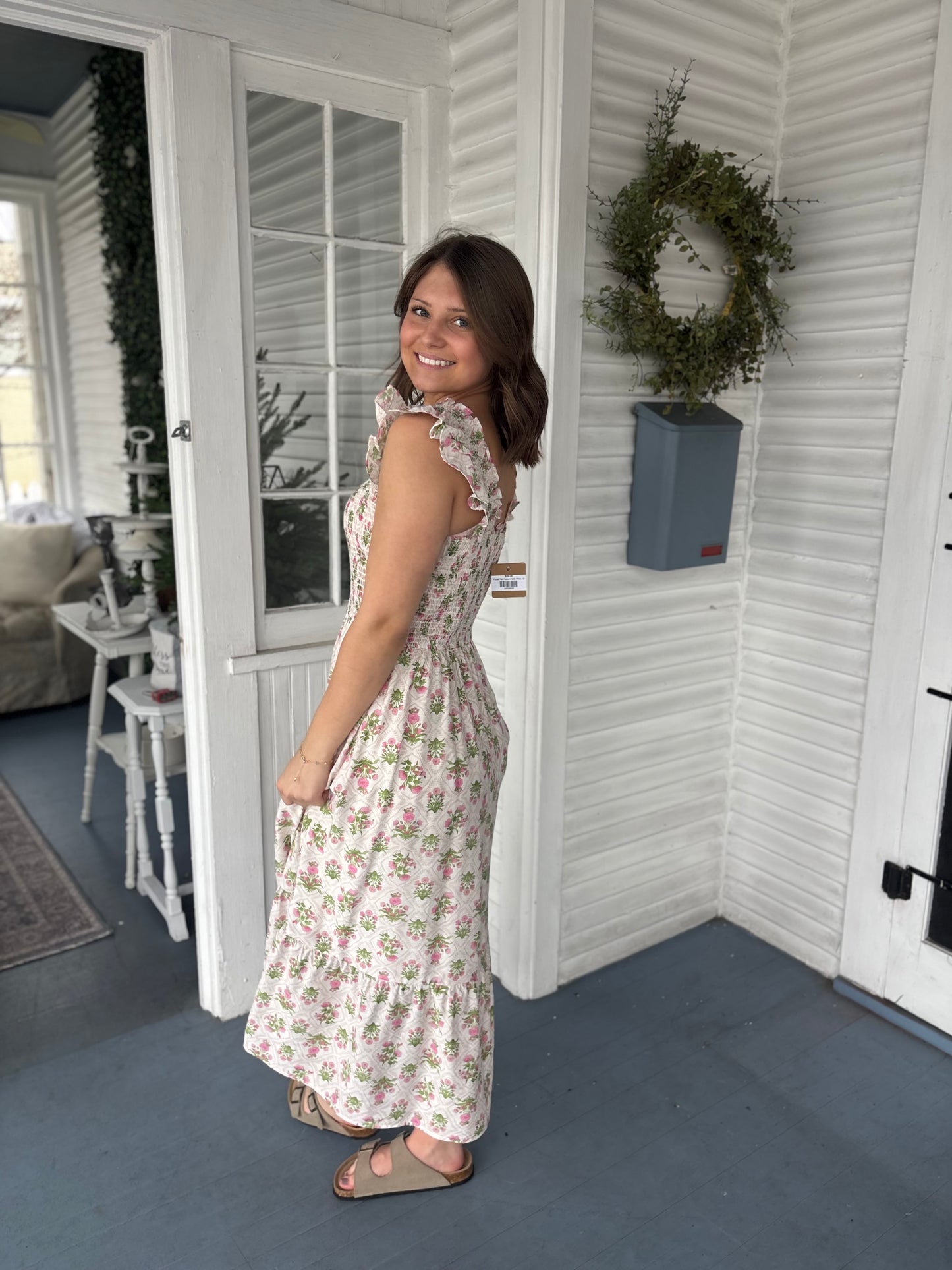 Floral Tile Pattern Midi