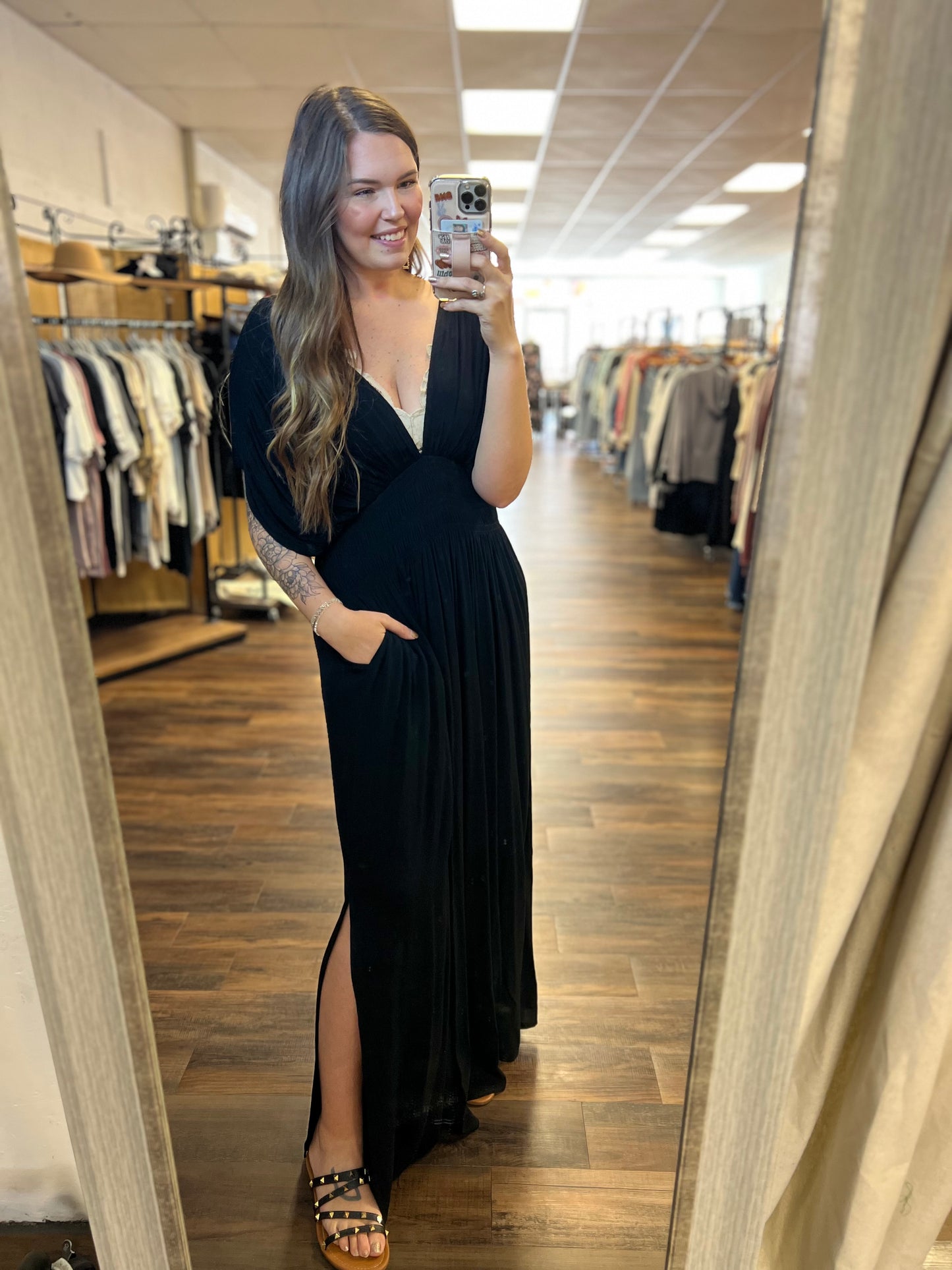 Deep-V Maxi Dress