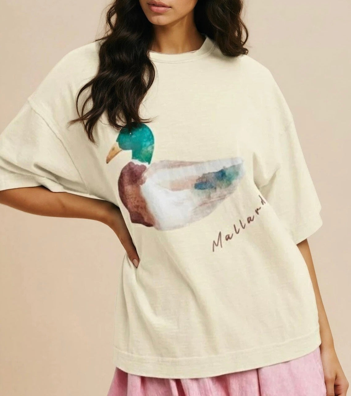 Mallard Duck Printed Oversized Tee
