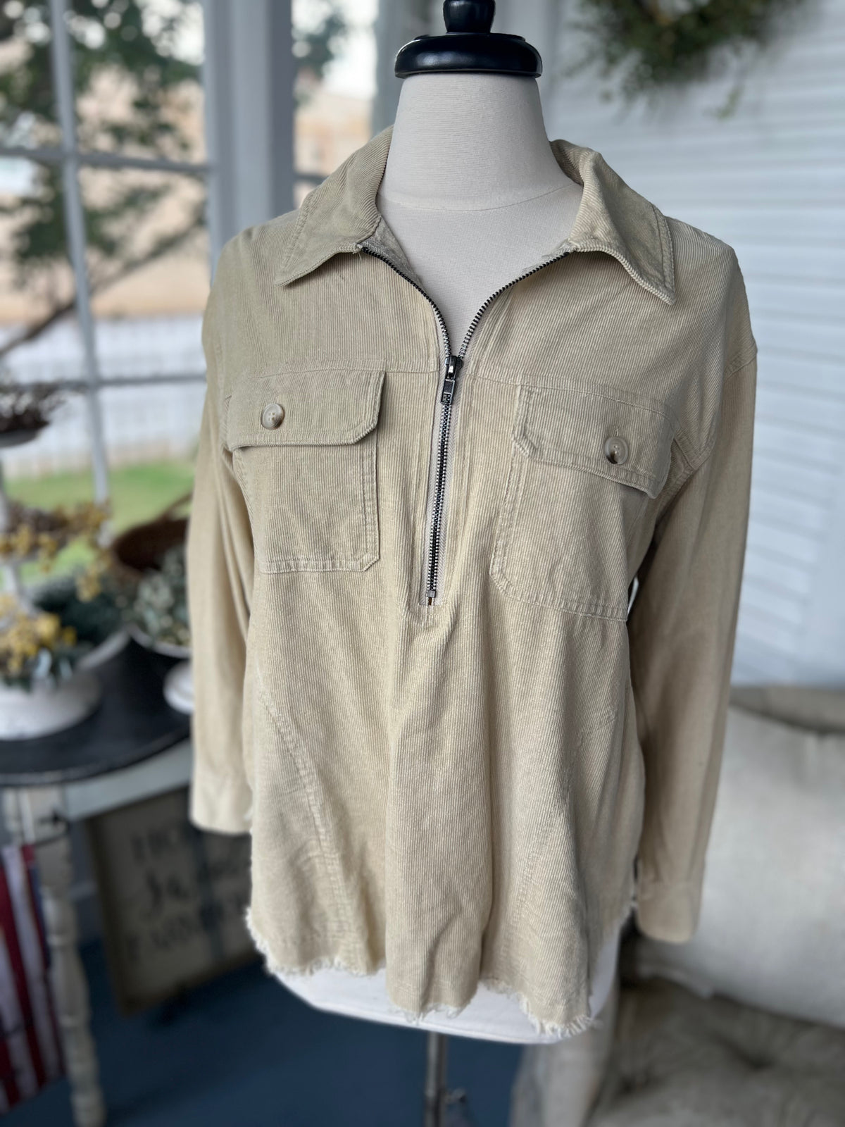Quarter Zip Corduroy Shirt