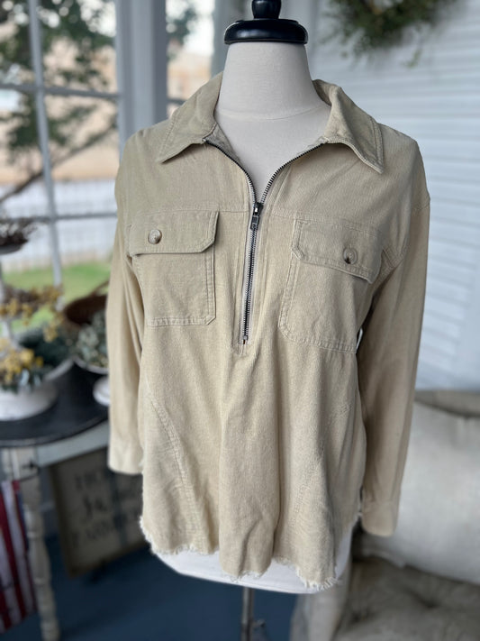 Quarter Zip Corduroy Shirt