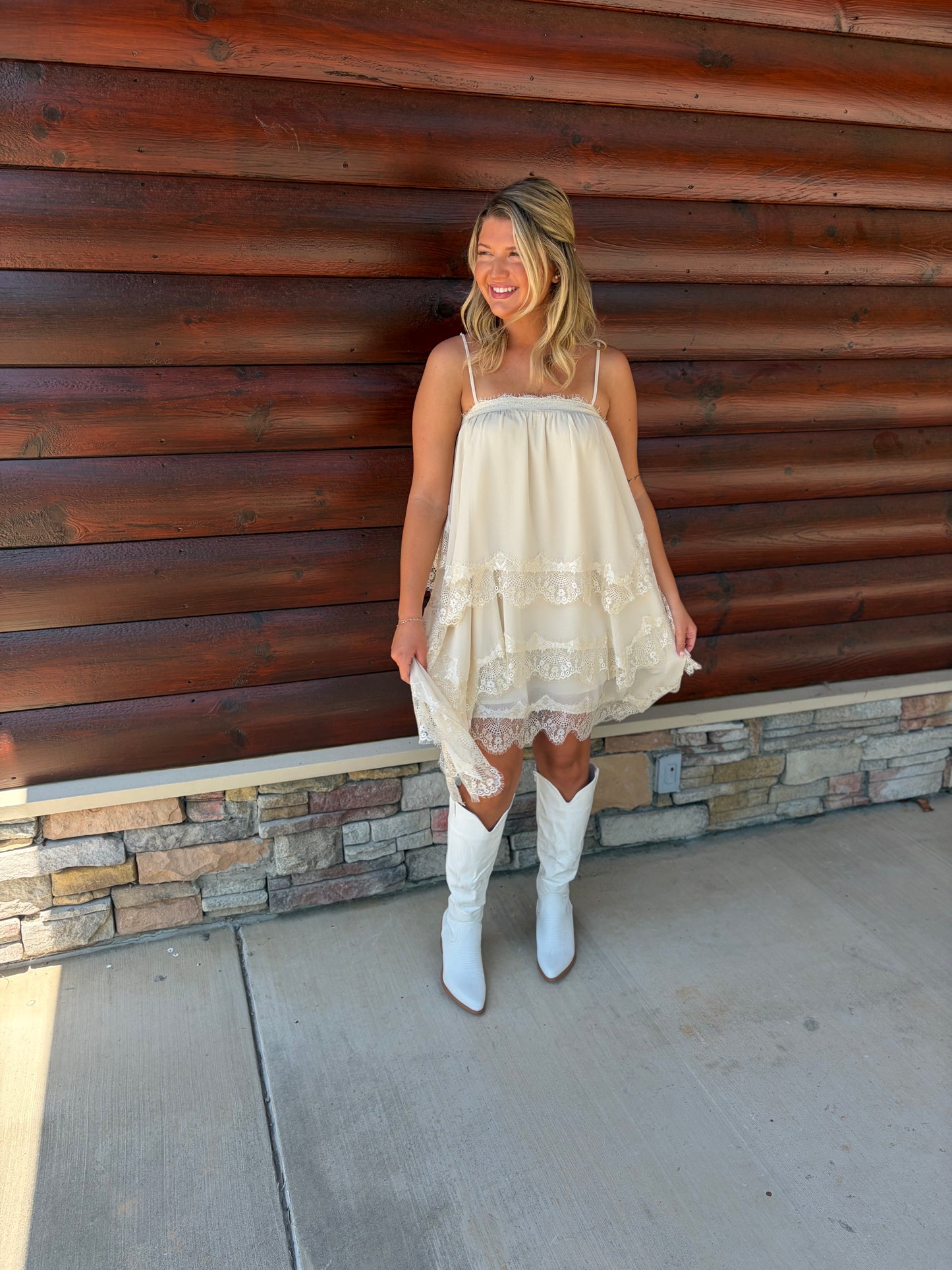 Handkerchief Hem Lace Dress