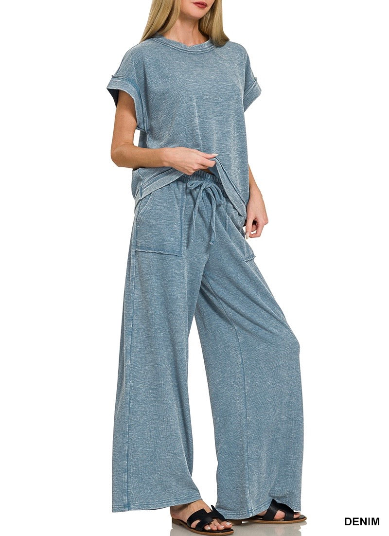 Washed Slub SS Tee Set
