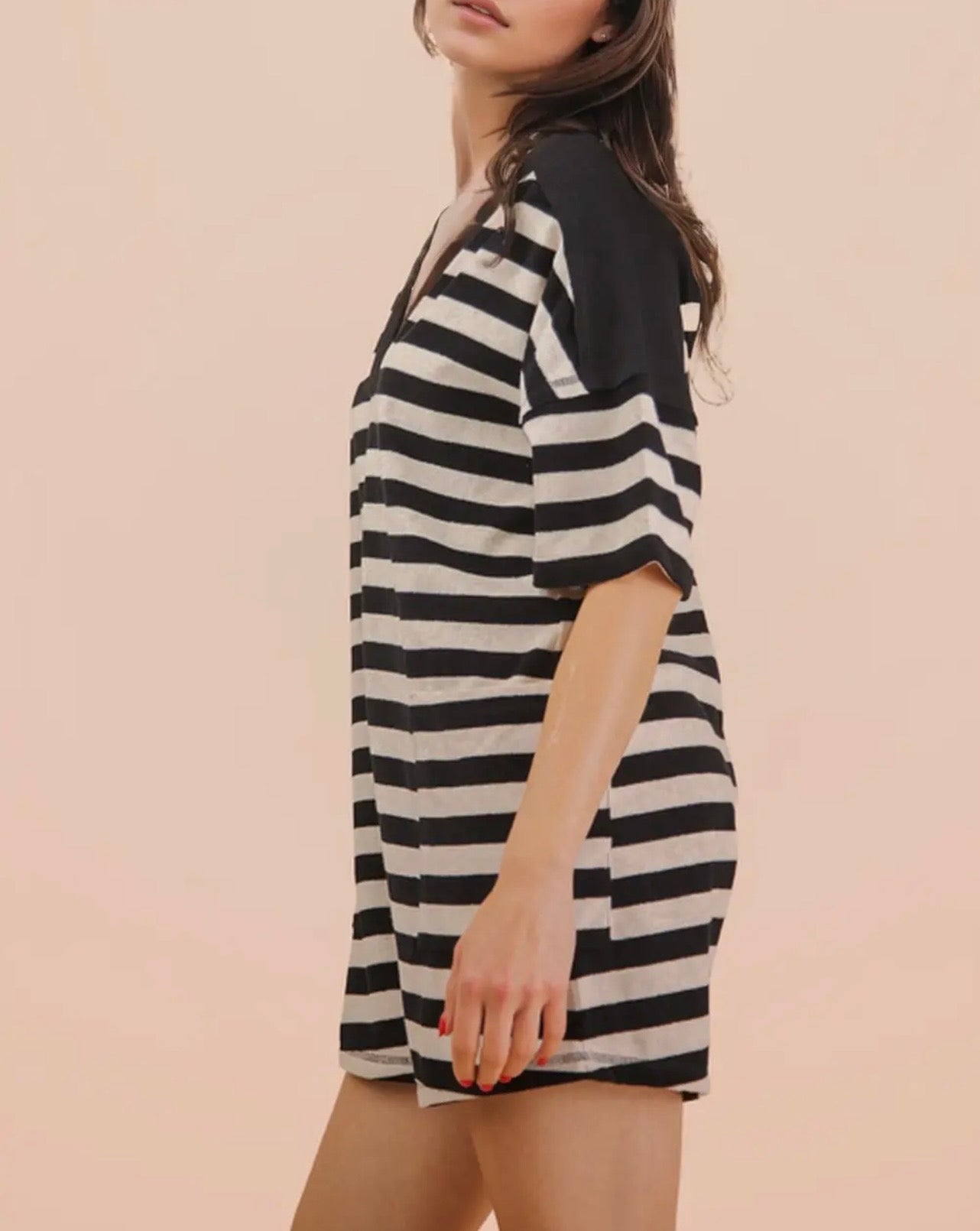 Stripe Casual Knit Romper