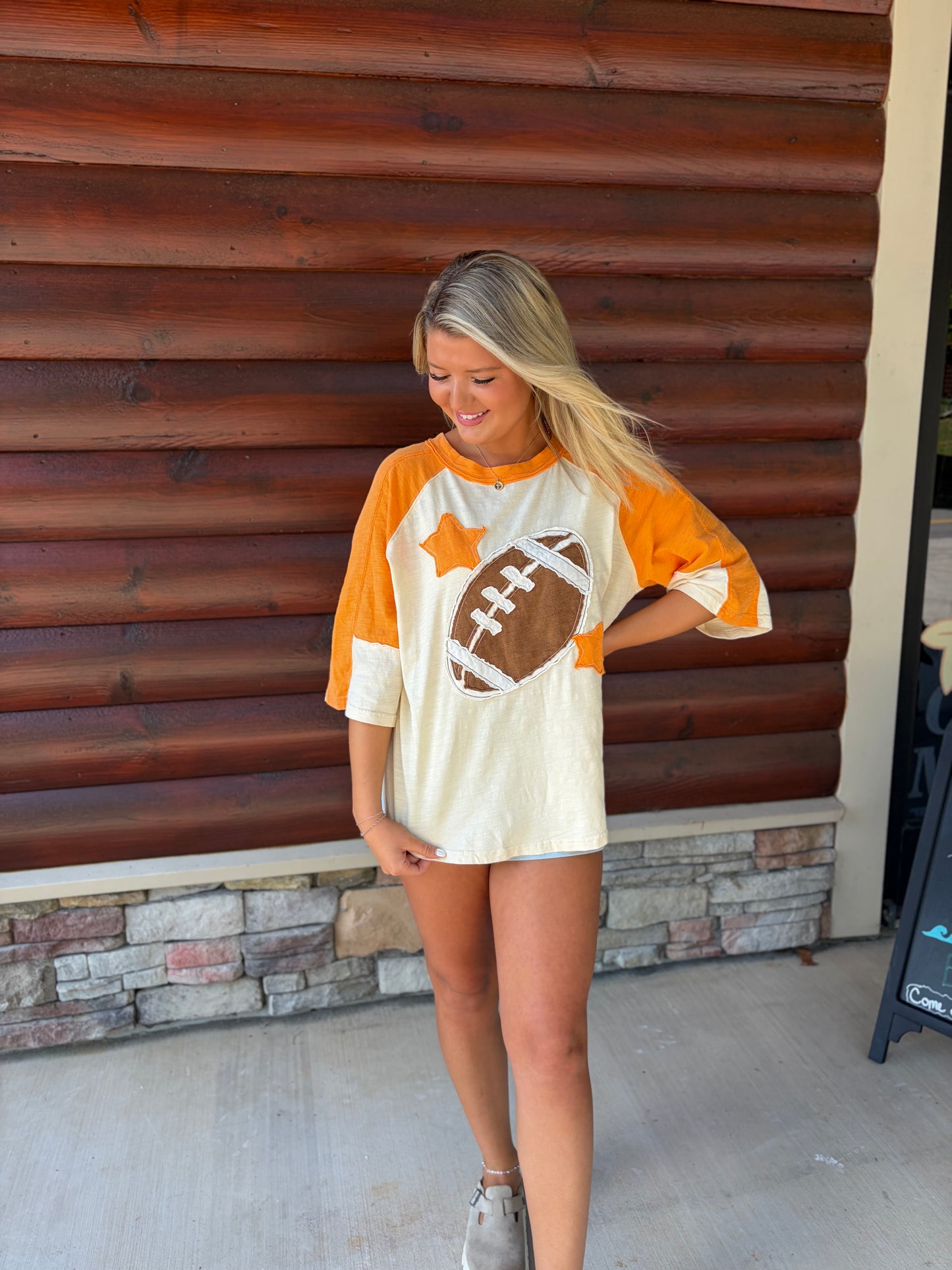 Football Patch SS Colorblock Top