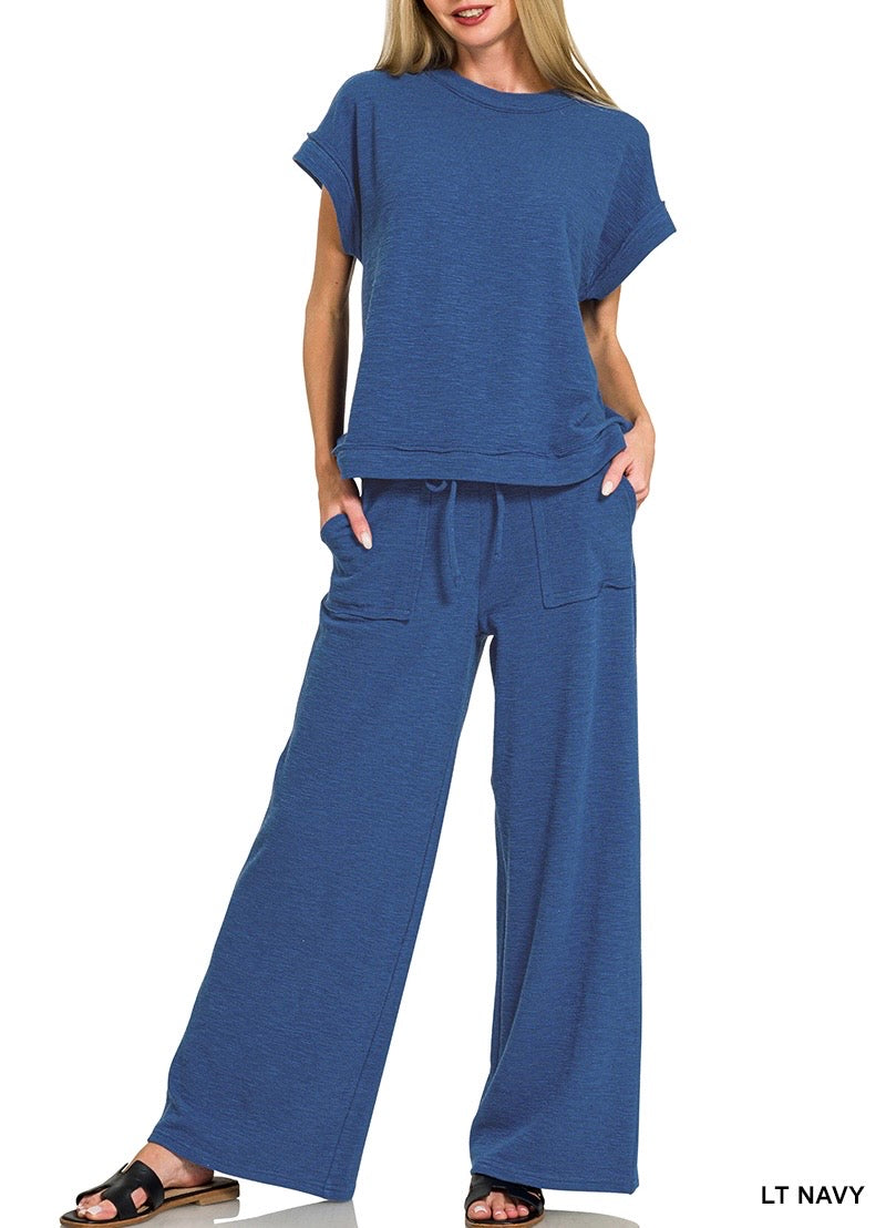 Cotton Slub SS Tee & Pant Set