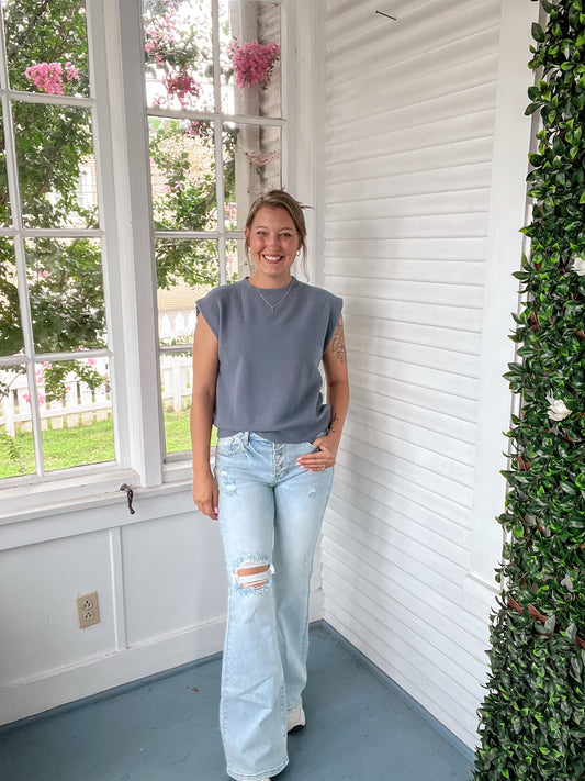 Textured Cap Sleeve Top