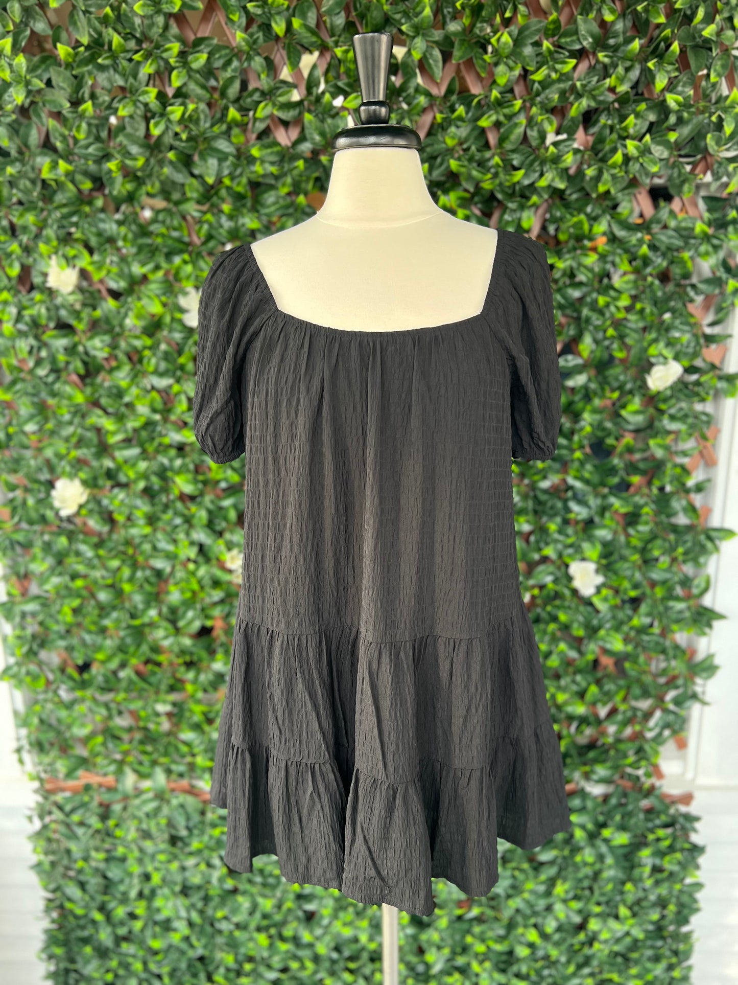 Black Bubble Sleeve Dress