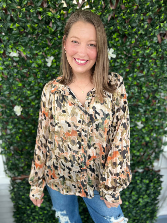 Sheer Printed Blouse