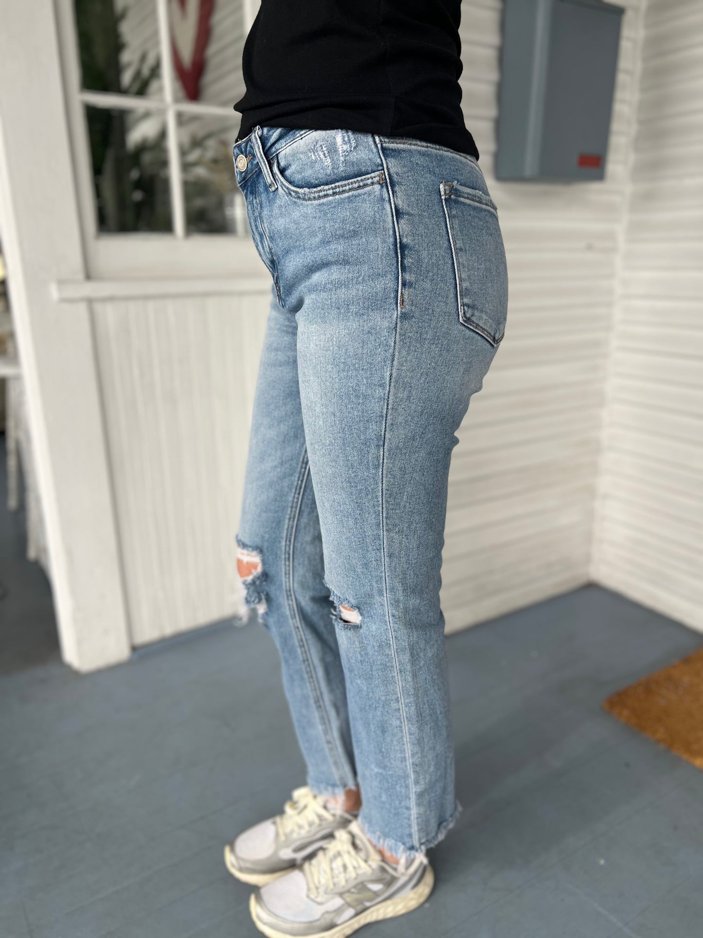 High Rise Stretch Slim Straight