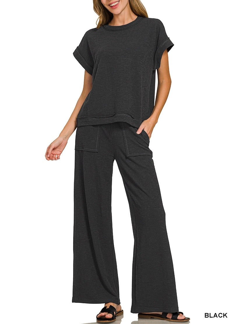 Cotton Slub SS Tee & Pant Set
