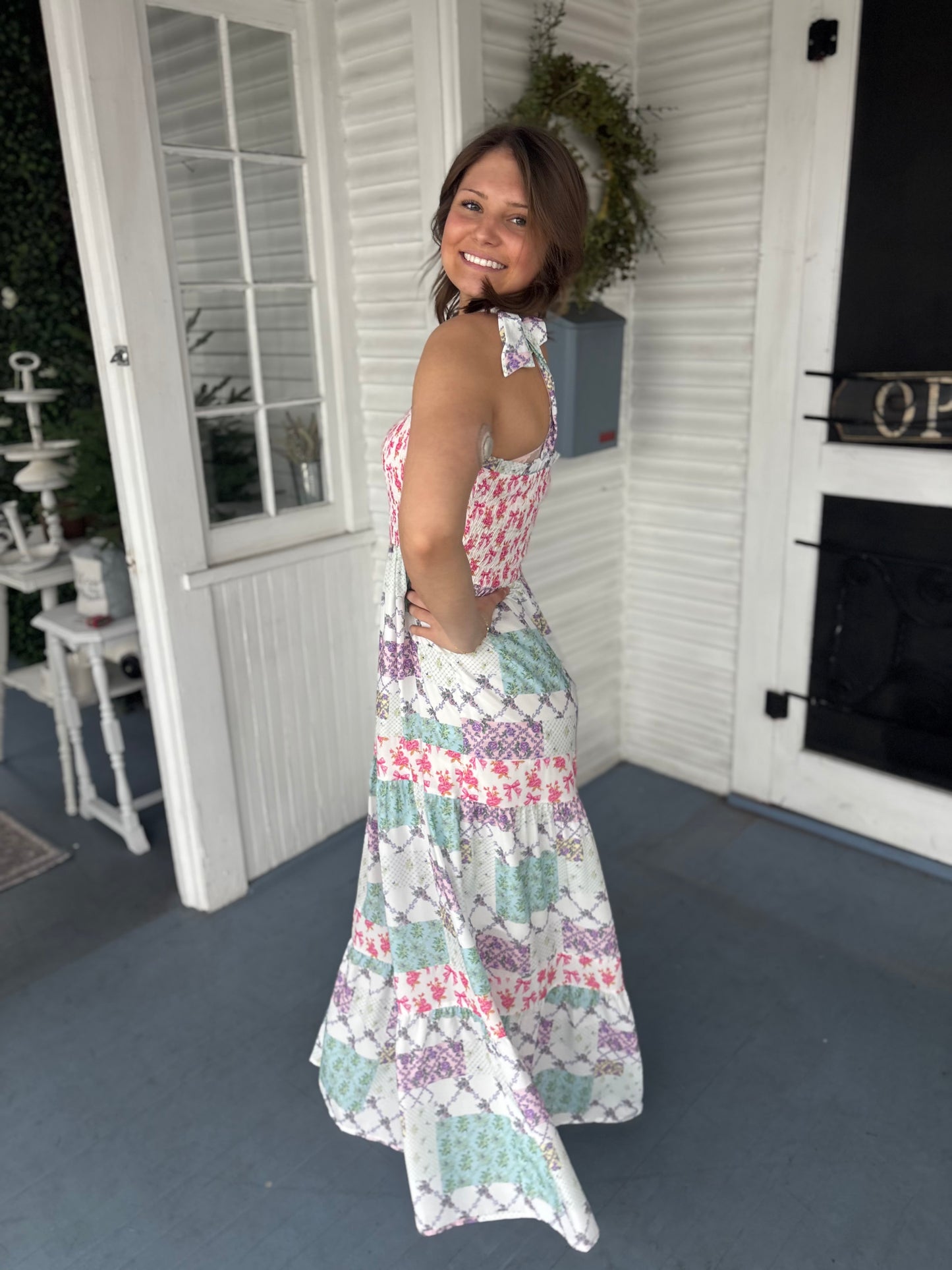 Smocked Patchwork Maxi