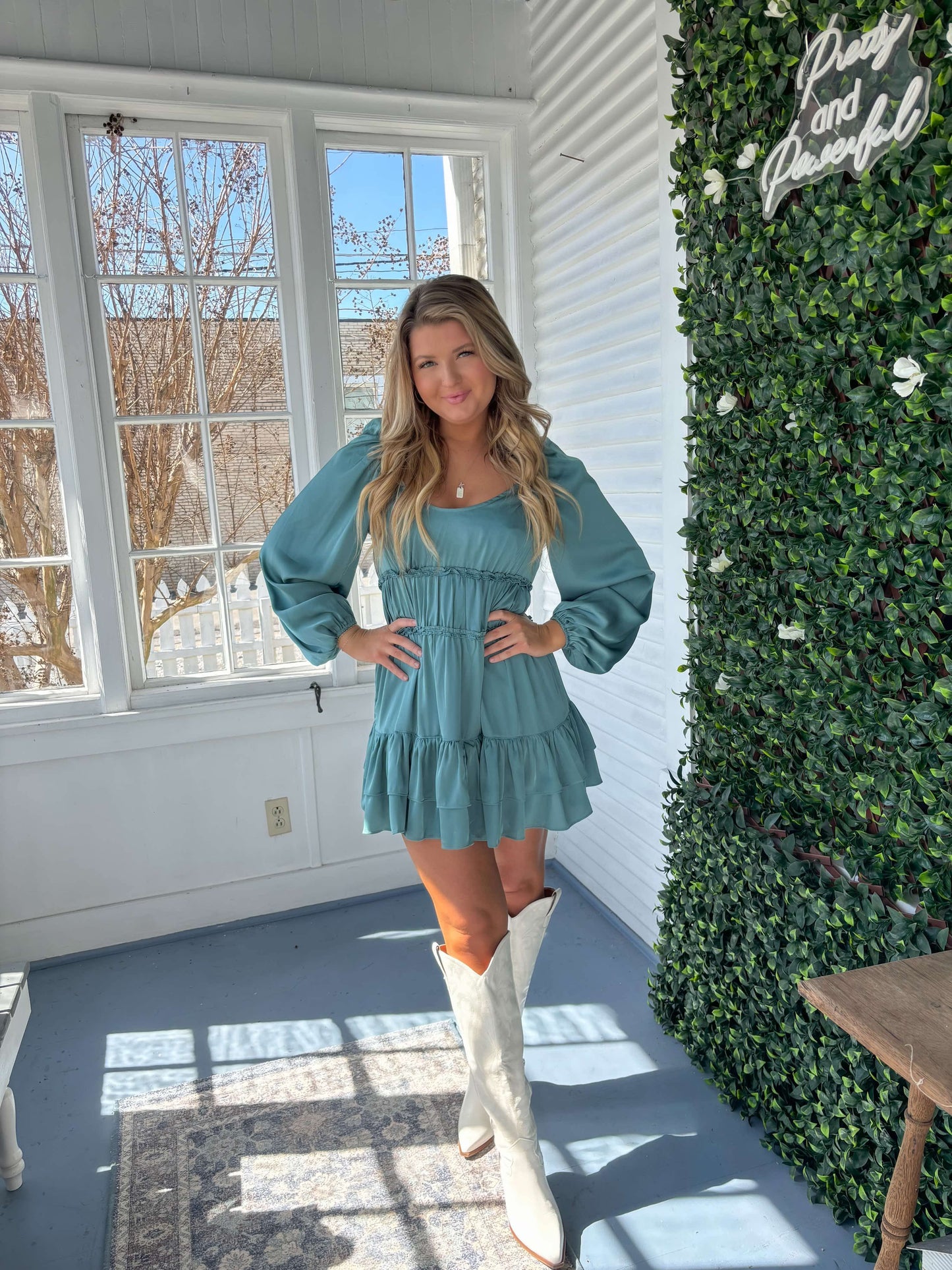 Teal Tiered Dress