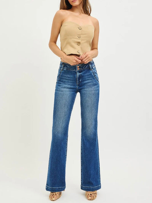 HR Flare Double Button Jeans