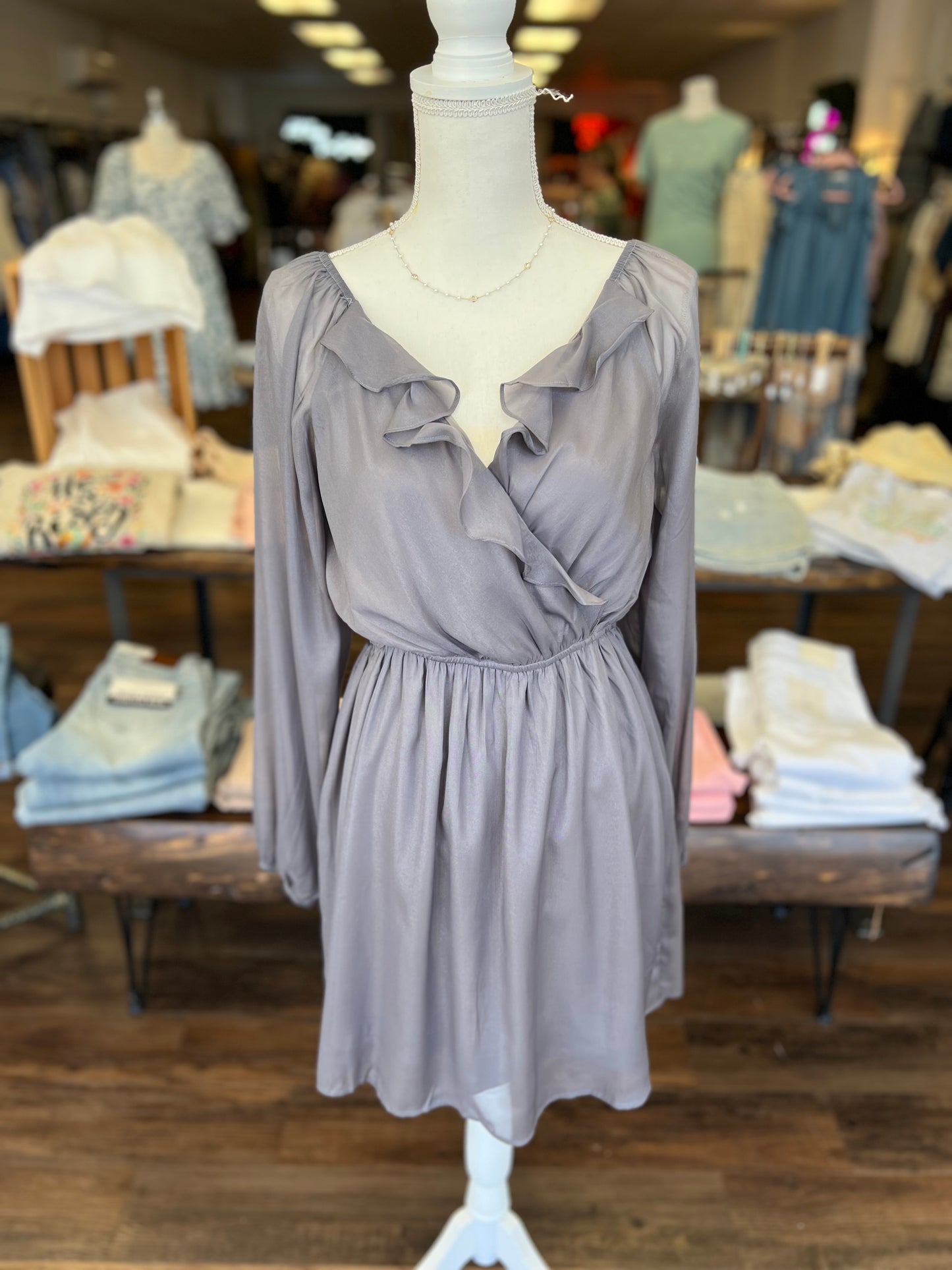 Gray Ruffle Dress