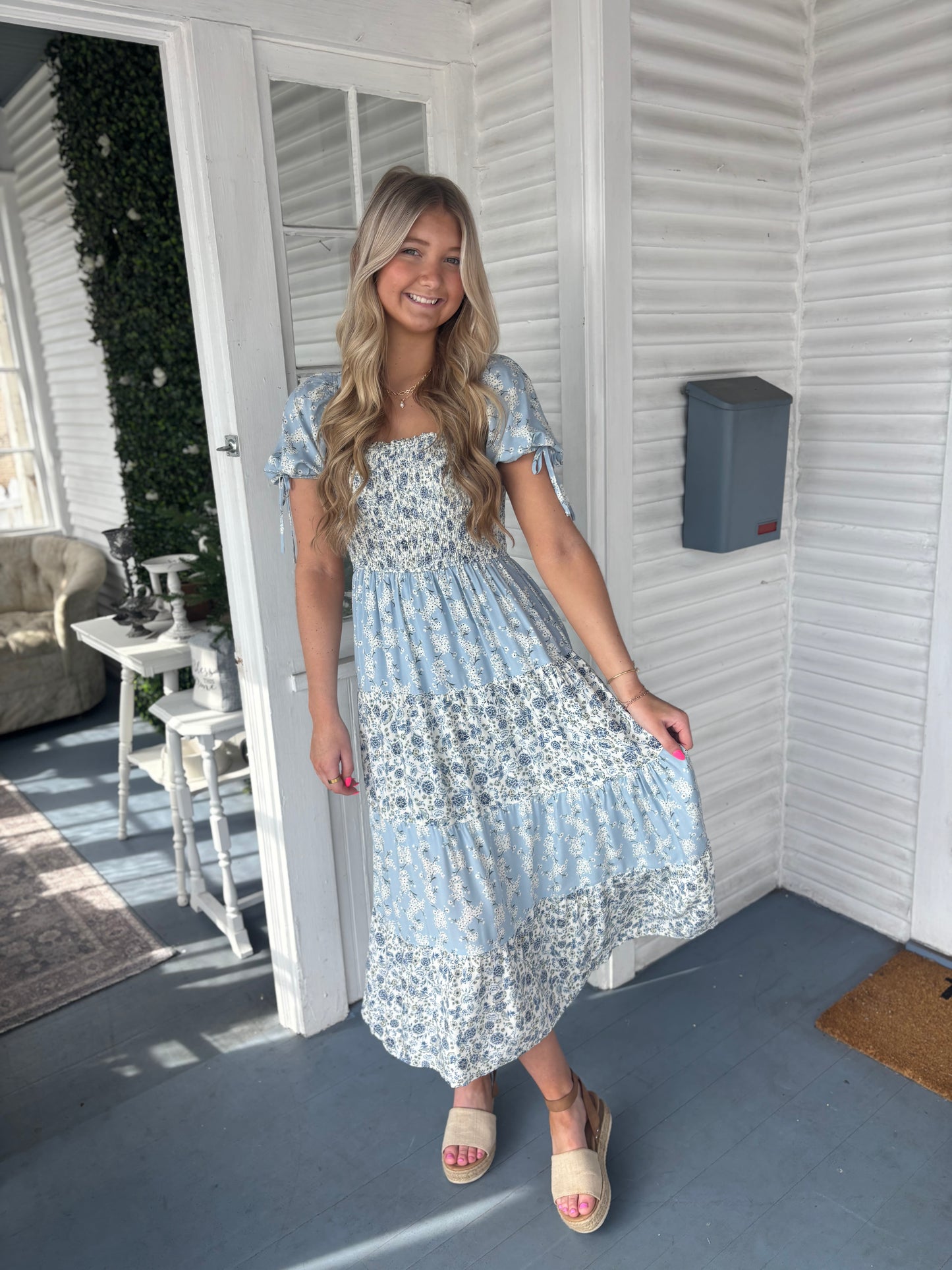 Colorblock Floral Smocked Maxi