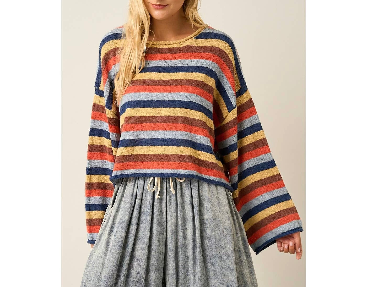Multicolor Striped Sweater Knit Top