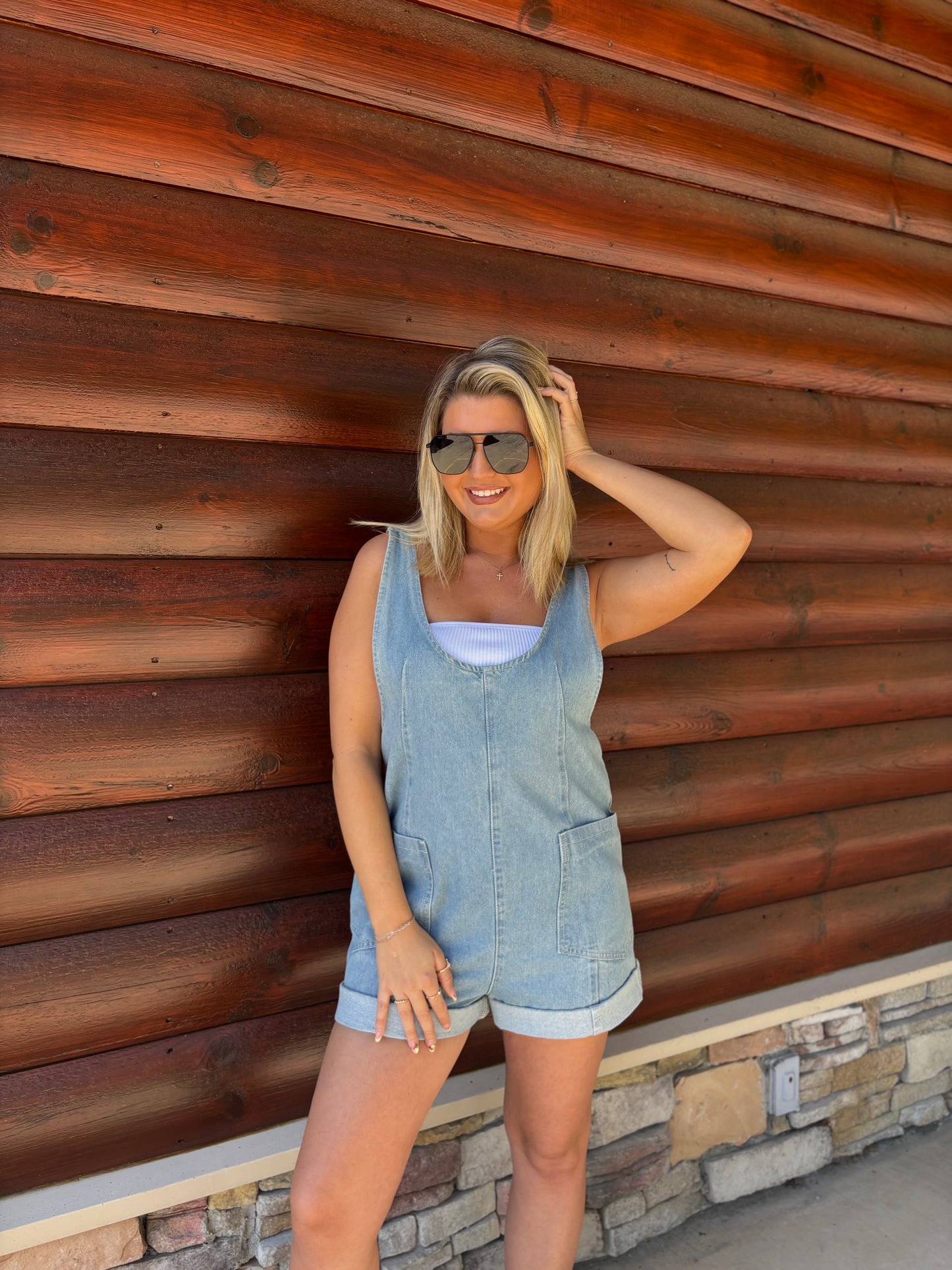 Denim Shorts Romper