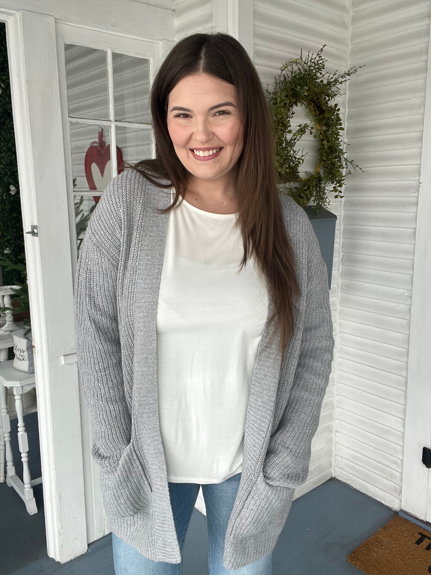 Gray Knit Cardigan