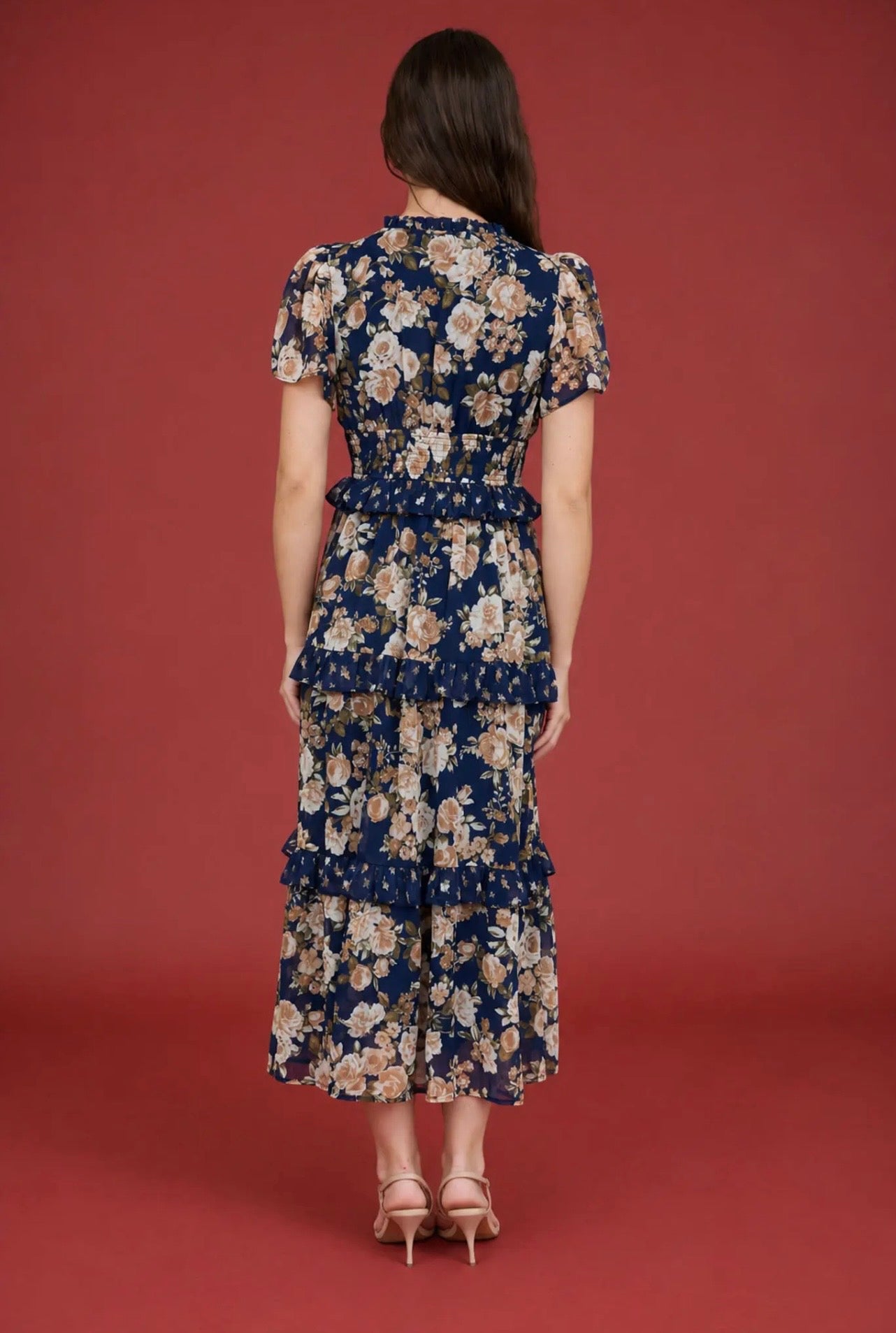 Floral Ruffle Tier Midi Dress
