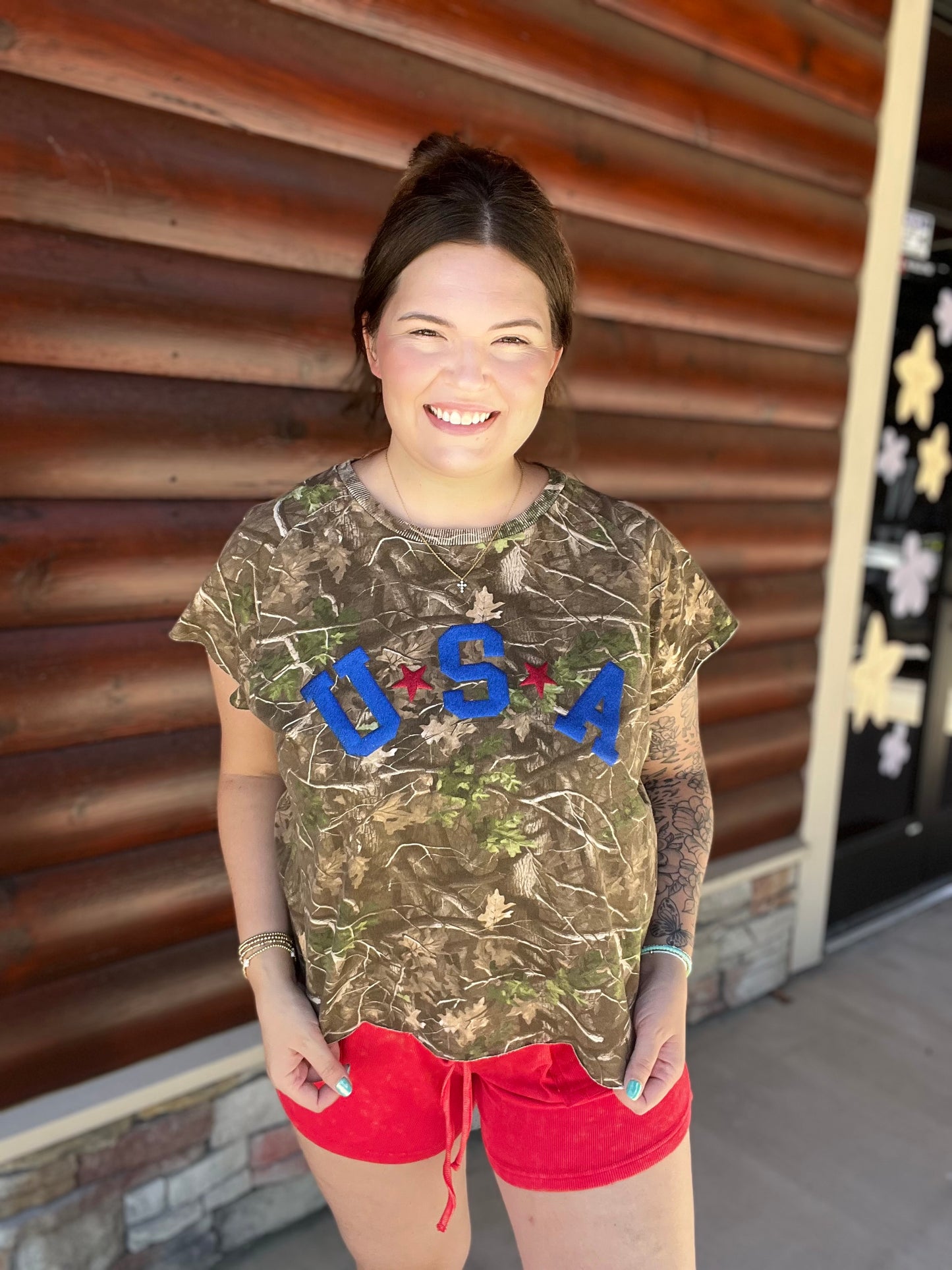 Camo USA SS Top